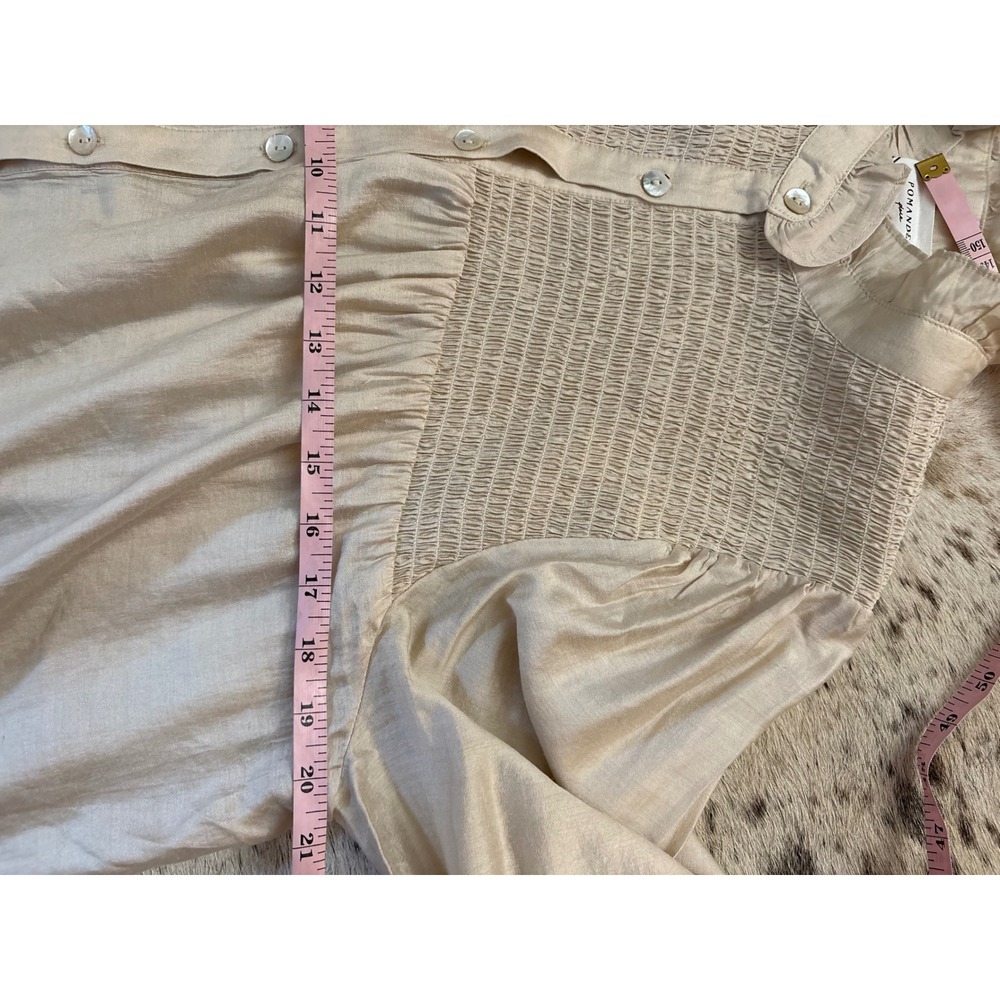 POMANDER‎ PLACE Champagne Jaia Long Sleeve Smocked Blouse Size Extra Large - Picture 8 of 9